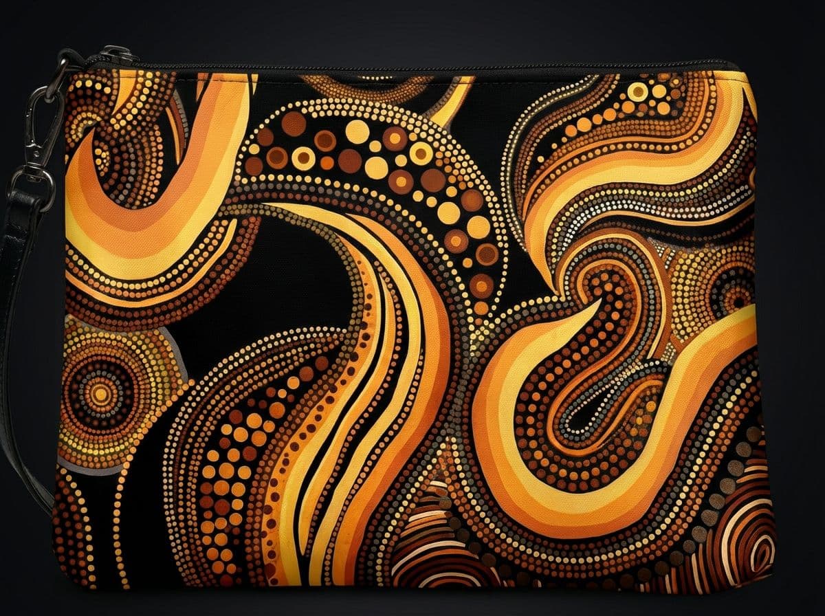 Front of the Desert Rhythms Crossbody Bag showing Kyle Wicker’s artwork